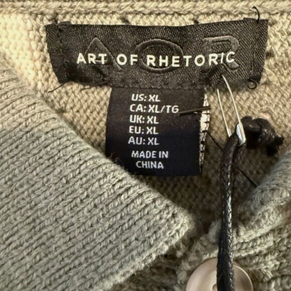 AOR Art of Rhetoric Sweater Mens XL Green Button Up Knit Cardigan Short Sleeve - Picture 4 of 5